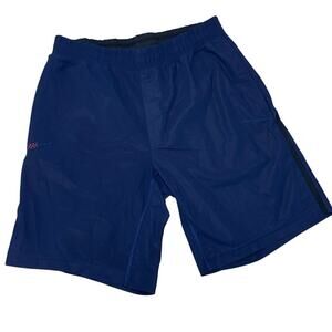 Men's Size M Rhone Blue Versatility 7" Lined Shorts Red Striped Zipper Pockets